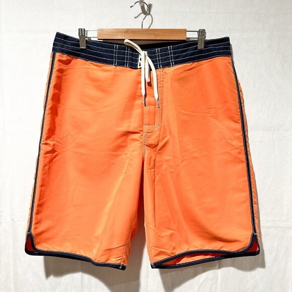 Tommy Hilfiger Men’s Board Shorts Swim Trunks Orange Navy Size 36 NWT - Picture 2 of 11